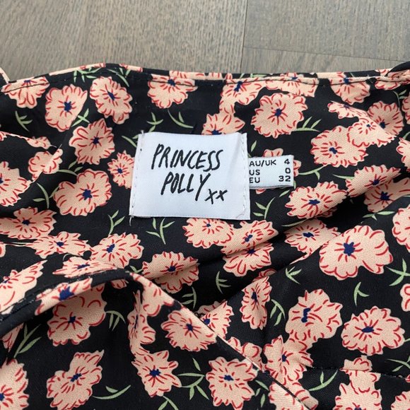 Princess Polly Franklyn mini dress | Black floral strappy mini dress | US size 0 - Picture 6 of 12